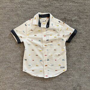 Toddler Button Down Shirt - Size 4 - Short Sleeves - 100% Cotton - Cars